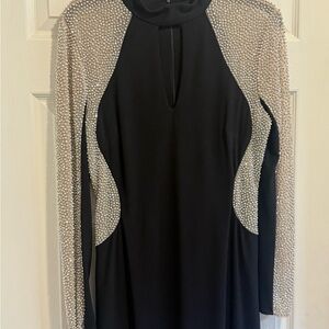 Avery G Black Dress with Silver Accents great for New Year celebrations